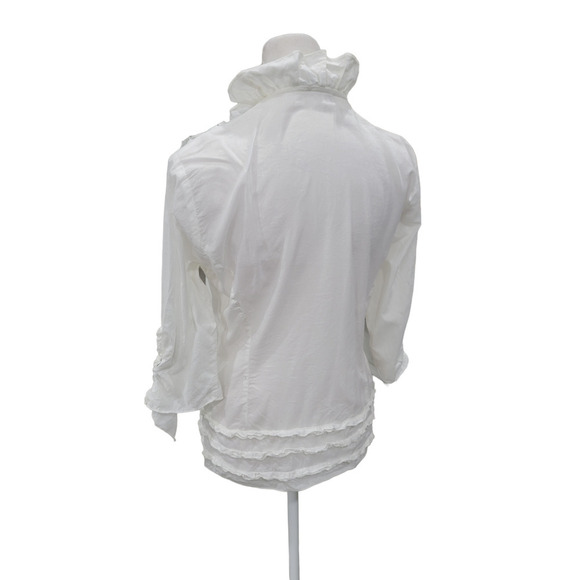 Dismero Italian Ruffle Blouse and Distressed Vest With Turquoise Accents SMALL - Picture 16 of 16